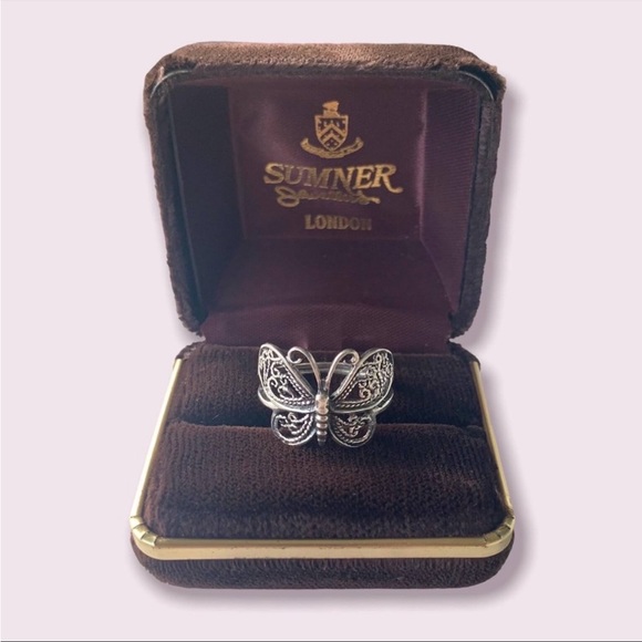 Butterfly Ring Sterling Silver Band + Gift Box - Picture 1 of 10